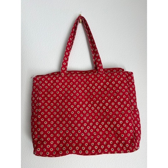 Vintage Vera Bradley Quilted Red Floral Tote Bag - Picture 2 of 6